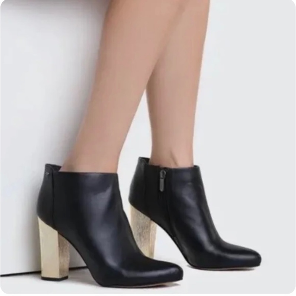 Circus Sam Edelman Bond Soft Leather Gold Heel Boots Womens  sz 8.5